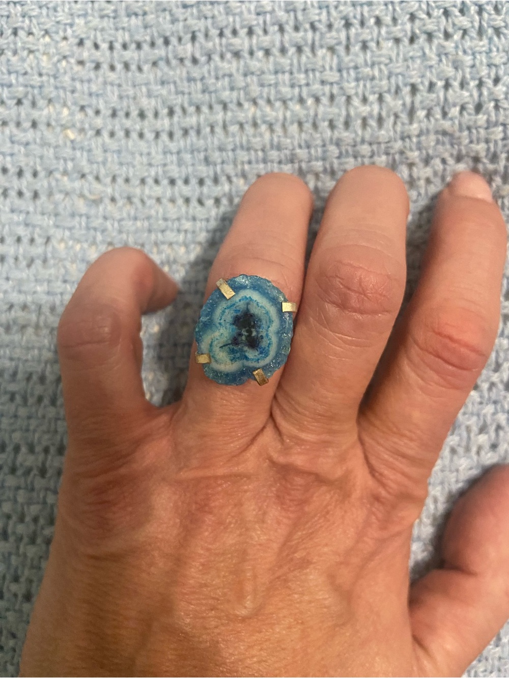 Blue Agate Statement Ring - size 6